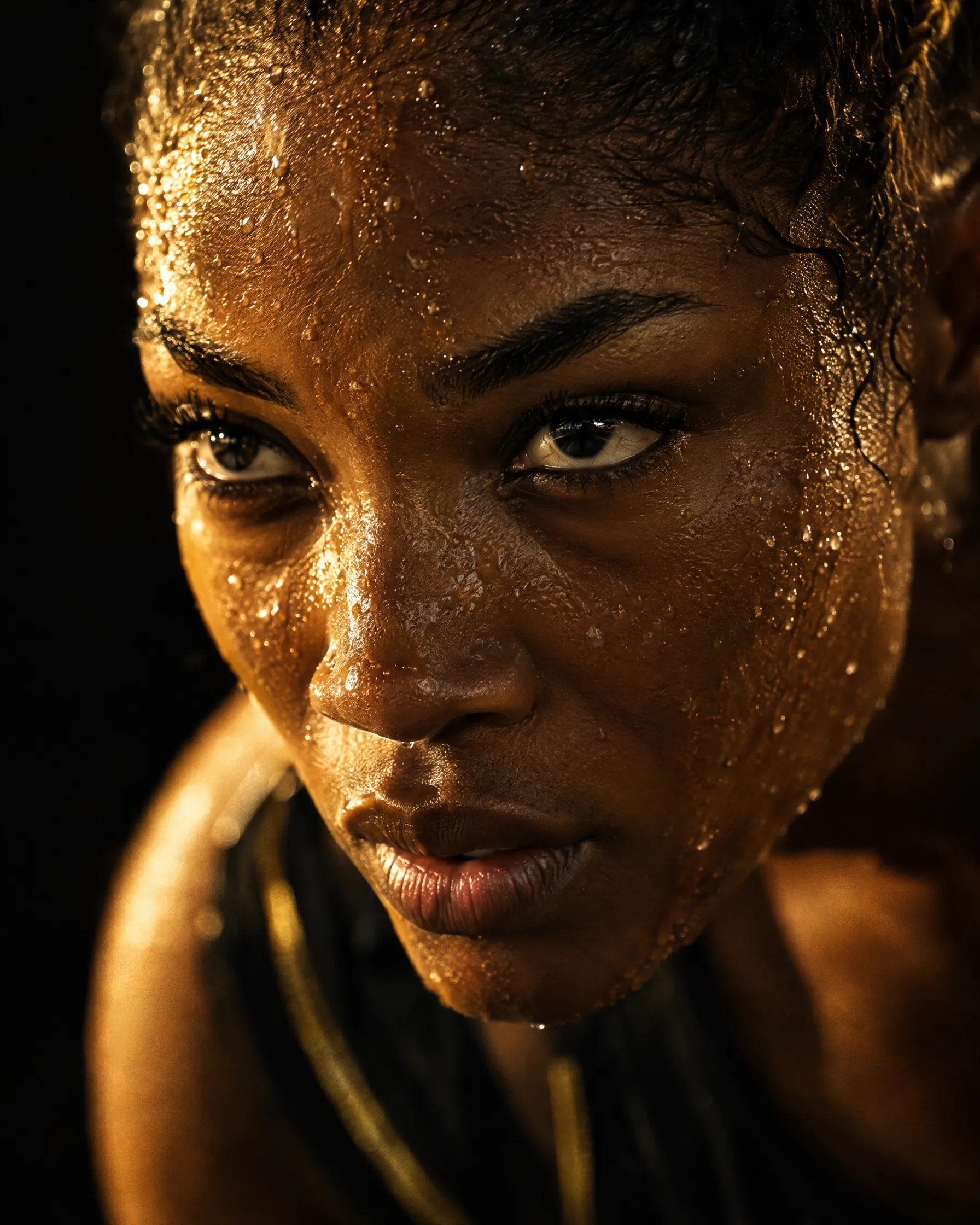 Close-up of a focused athlete
