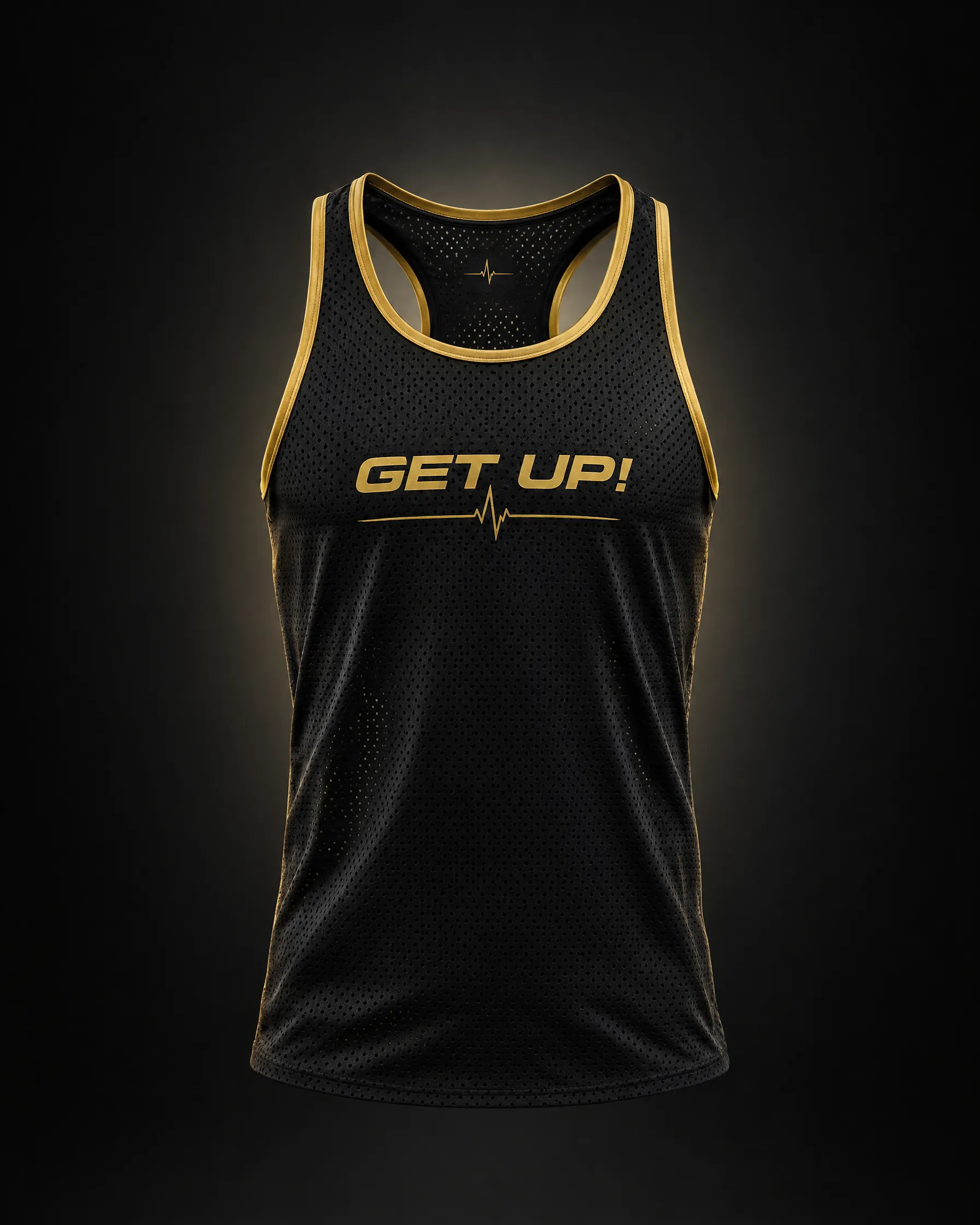 Dawn Race Singlet in black and gold